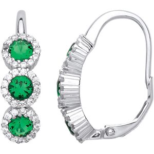 Jewelco London Ladies Sterling Silver Emerald-Green Cubic Zirconia Trilogy Halo Jewelco London Ladies Sterling Silver Emerald-Green Cubic Zirconia Trilogy Halo