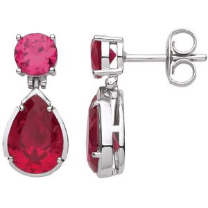 Jewelco London Ladies Rhodium Plated Sterling Silver Red Pear CZ Fiery Blood Dro Jewelco London Ladies Rhodium Plated Sterling Silver Red Pear CZ Fiery Blood Dro