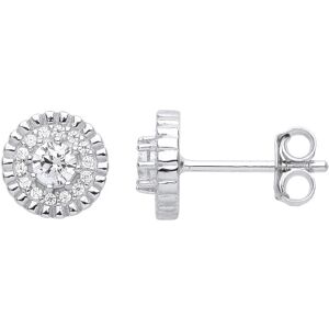 Jewelco London Ladies Rhodium Plated Sterling Silver CZ Bead Edge Halo Solitaire Jewelco London Ladies Rhodium Plated Sterling Silver CZ Bead Edge Halo Solitaire