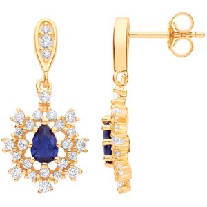 Jewelco London Ladies Gold-Plated Sterling Silver Blue Pear CZ Fuzzy Turtle Clus Jewelco London Ladies Gold-Plated Sterling Silver Blue Pear CZ Fuzzy Turtle Clus