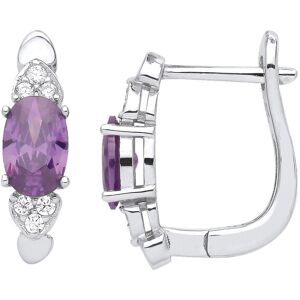 Jewelco London Ladies Rhodium Plated Sterling Silver Purple Oval CZ Love Hearts Jewelco London Ladies Rhodium Plated Sterling Silver Purple Oval CZ Love Hearts