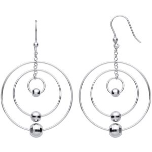 Jewelco London Ladies Rhodium Plated Sterling Silver Triple Disco Bead Circles A Jewelco London Ladies Rhodium Plated Sterling Silver Triple Disco Bead Circles A