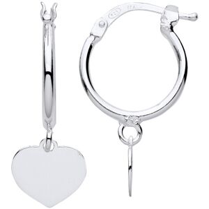 Jewelco London Ladies Rhodium Plated Sterling Silver Hanging Love Heart Charm Ho Jewelco London Ladies Rhodium Plated Sterling Silver Hanging Love Heart Charm Ho