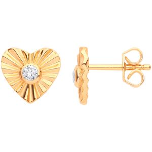 Jewelco London Ladies Gold-Plated Sterling Silver CZ Love Heart Sunburst Solitai Jewelco London Ladies Gold-Plated Sterling Silver CZ Love Heart Sunburst Solitai