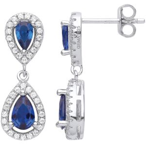 Jewelco London Ladies Rhodium Plated Sterling Silver Blue Pear CZ Mirrored Tears Jewelco London Ladies Rhodium Plated Sterling Silver Blue Pear CZ Mirrored Tears