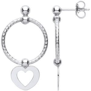 Jewelco London Ladies Platinum Plated Sterling Silver Love Heart Swing Bead Bark Jewelco London Ladies Platinum Plated Sterling Silver Love Heart Swing Bead Bark