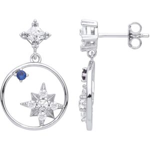 Jewelco London Ladies Rhodium Plated Sterling Silver Blue Princess CZ Orbit Star Jewelco London Ladies Rhodium Plated Sterling Silver Blue Princess CZ Orbit Star