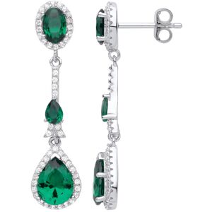 Jewelco London Ladies Rhodium Plated Sterling Silver Green Pear Oval CZ Royal Cl Jewelco London Ladies Rhodium Plated Sterling Silver Green Pear Oval CZ Royal Cl