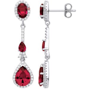 Jewelco London Ladies Rhodium Plated Sterling Silver Red Pear Oval CZ Royal Clus Jewelco London Ladies Rhodium Plated Sterling Silver Red Pear Oval CZ Royal Clus
