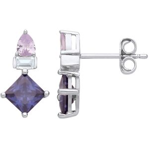 Jewelco London Ladies Rhodium Plated Sterling Silver Purple Lilac Princess Pear Jewelco London Ladies Rhodium Plated Sterling Silver Purple Lilac Princess Pear