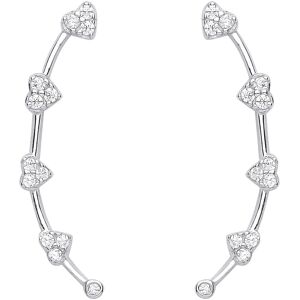 Jewelco London Ladies Rhodium Plated Sterling Silver CZ Love Heart Station Drop Jewelco London Ladies Rhodium Plated Sterling Silver CZ Love Heart Station Drop