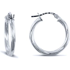 Jewelco London Ladies 9ct White Gold Twisted 2.5mm Hoop Earrings 20mm - JER561B Jewelco London Ladies 9ct White Gold Twisted 2.5mm Hoop Earrings 20mm - JER561B