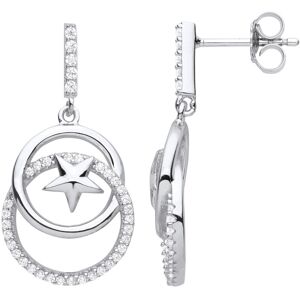 Jewelco London Ladies Rhodium Plated Sterling Silver CZ Stars Orbit Moon Circles Jewelco London Ladies Rhodium Plated Sterling Silver CZ Stars Orbit Moon Circles