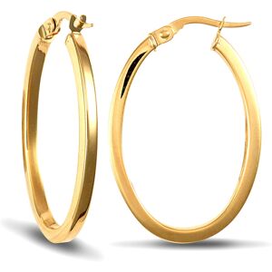 Jewelco London Ladies 9ct Yellow Gold Square Tube Oval 2mm Hoop Earrings - JER54 Jewelco London Ladies 9ct Yellow Gold Square Tube Oval 2mm Hoop Earrings - JER54