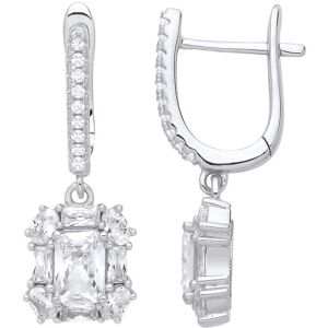 Jewelco London Ladies Rhodium Plated Sterling Silver Radiant Oval CZ Rounded Rec Jewelco London Ladies Rhodium Plated Sterling Silver Radiant Oval CZ Rounded Rec