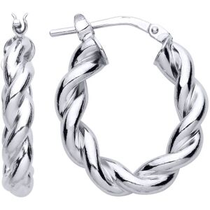 Jewelco London Ladies Rhodium Plated Sterling Silver Plaited Chunky Twist Oval H Jewelco London Ladies Rhodium Plated Sterling Silver Plaited Chunky Twist Oval H
