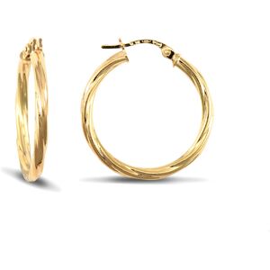 Jewelco London Ladies 9ct Yellow Gold Twisted 2.5mm Hoop Earrings 25mm - JER560C Jewelco London Ladies 9ct Yellow Gold Twisted 2.5mm Hoop Earrings 25mm - JER560C