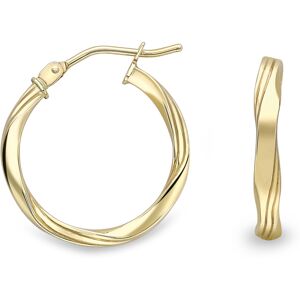 Jewelco London 9ct Yellow Gold Simple Double Flat Twist Hoop Earrings - ERNR0255 Jewelco London 9ct Yellow Gold Simple Double Flat Twist Hoop Earrings - ERNR0255