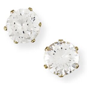 Jewelco London Ladies 9ct Yellow Gold Cubic Zirconia 6 Claw Stud Earrings - 6mm Jewelco London Ladies 9ct Yellow Gold Cubic Zirconia 6 Claw Stud Earrings - 6mm