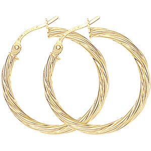 Jewelco London Ladies 9ct Yellow Gold Liquorice Candy Twist Hoop Earrings - 23mm Jewelco London Ladies 9ct Yellow Gold Liquorice Candy Twist Hoop Earrings - 23mm