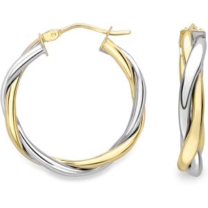 Jewelco London 9ct White & Yellow Gold Double Triangular Twist Hoop Earrings - E Jewelco London 9ct White & Yellow Gold Double Triangular Twist Hoop Earrings - E