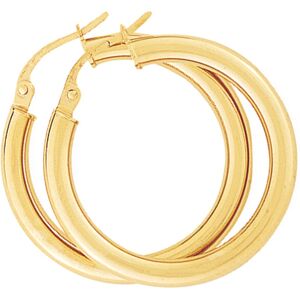 Jewelco London Ladies 9ct Yellow Gold 3mm Gauge Classic Plain Hoop Earrings 25mm Jewelco London Ladies 9ct Yellow Gold 3mm Gauge Classic Plain Hoop Earrings 25mm