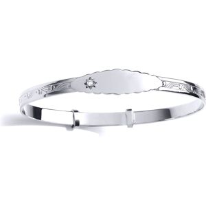 Jewelco London Kids Rhodium Plated Sterling Silver CZ Diamond-cut Scallop Edge I Jewelco London Kids Rhodium Plated Sterling Silver CZ Diamond-cut Scallop Edge I