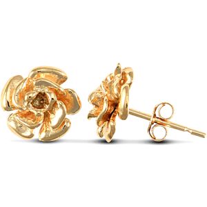 Jewelco London Ladies 9ct Yellow Gold Rose Flower Petals Stud Earrings - 9mm - E Jewelco London Ladies 9ct Yellow Gold Rose Flower Petals Stud Earrings - 9mm - E