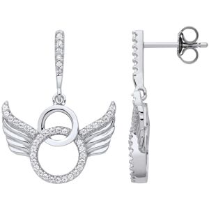 Jewelco London Ladies Rhodium Plated Sterling Silver CZ Halo Angel Wings Devil H Jewelco London Ladies Rhodium Plated Sterling Silver CZ Halo Angel Wings Devil H