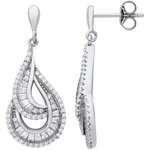 Jewelco London Ladies Rhodium Plated Sterling Silver Baguette CZ Twist Spiral St Jewelco London Ladies Rhodium Plated Sterling Silver Baguette CZ Twist Spiral St