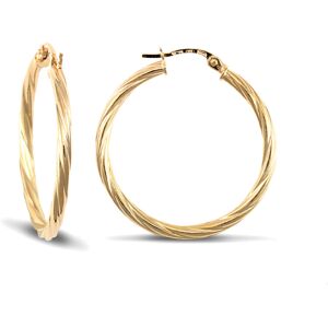 Jewelco London Ladies 9ct Yellow Gold Twisted 2.5mm Hoop Earrings 30mm - JER560D Jewelco London Ladies 9ct Yellow Gold Twisted 2.5mm Hoop Earrings 30mm - JER560D