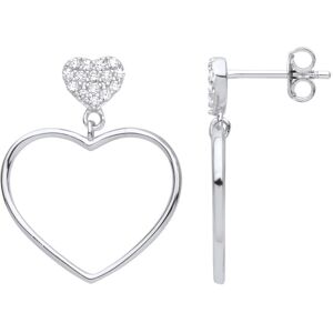 Jewelco London Ladies Rhodium Plated Sterling Silver CZ Open Love Heart Outline Jewelco London Ladies Rhodium Plated Sterling Silver CZ Open Love Heart Outline