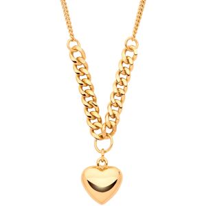 Jewelco London Ladies Gold-Plated Sterling Silver Curb Link Love Heart Charm Nec Jewelco London Ladies Gold-Plated Sterling Silver Curb Link Love Heart Charm Nec