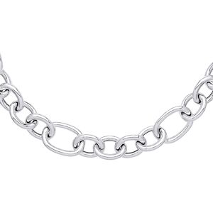 Jewelco London Ladies Rhodium Plated Sterling Silver Hollow Mixed Round Oval Bel Jewelco London Ladies Rhodium Plated Sterling Silver Hollow Mixed Round Oval Bel