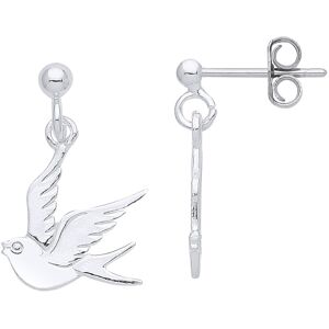 Jewelco London Ladies Rhodium Plated Sterling Silver Dove of Peace Ball Drop Ear Jewelco London Ladies Rhodium Plated Sterling Silver Dove of Peace Ball Drop Ear