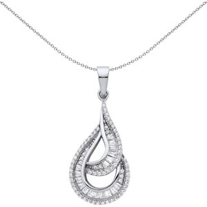 Jewelco London Ladies Rhodium Plated Sterling Silver Baguette CZ Twist Spiral St Jewelco London Ladies Rhodium Plated Sterling Silver Baguette CZ Twist Spiral St