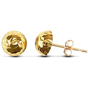 Jewelco London Ladies 9ct Yellow Gold Diamond Cut Half Ball Stud Earrings, 7mm - Jewelco London Ladies 9ct Yellow Gold Diamond Cut Half Ball Stud Earrings, 7mm -