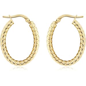 Jewelco London Ladies 9ct Yellow Gold Oval Twist Rope Hoop Earrings - 15x20mm - Jewelco London Ladies 9ct Yellow Gold Oval Twist Rope Hoop Earrings - 15x20mm -