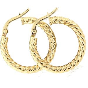 Jewelco London Ladies 9ct Yellow Gold Rope Twisted Round Hoop Earrings - 15mm - Jewelco London Ladies 9ct Yellow Gold Rope Twisted Round Hoop Earrings - 15mm -