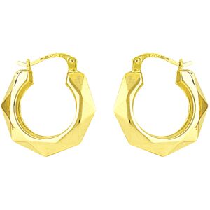 Jewelco London Ladies 9ct Yellow Gold Faceted Octagon Creole Earrings - 20mm - E Jewelco London Ladies 9ct Yellow Gold Faceted Octagon Creole Earrings - 20mm - E
