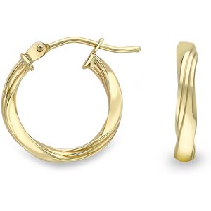 Jewelco London 9ct Yellow Gold Simple Double Flat Twist Hoop Earrings - ERNR0255 Jewelco London 9ct Yellow Gold Simple Double Flat Twist Hoop Earrings - ERNR0255