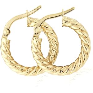 Jewelco London Ladies 9ct Yellow Gold Rope Twisted Round Hoop Earrings - 10mm - Jewelco London Ladies 9ct Yellow Gold Rope Twisted Round Hoop Earrings - 10mm -