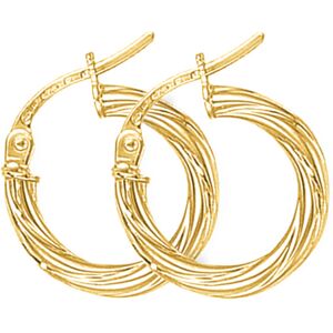 Jewelco London Ladies 9ct Yellow Gold Liquorice Candy Twist Hoop Earrings - 13mm Jewelco London Ladies 9ct Yellow Gold Liquorice Candy Twist Hoop Earrings - 13mm