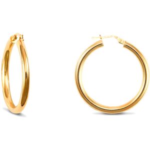 Jewelco London Ladies 9ct Yellow Gold Polished 3mm Hoop Earrings 30mm - JER179B Jewelco London Ladies 9ct Yellow Gold Polished 3mm Hoop Earrings 30mm - JER179B