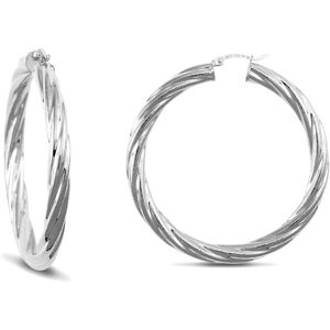 Jewelco London Sterling Silver Twist Hoop Earrings - 5mm - 4.9cm - AER003E Jewelco London Sterling Silver Twist Hoop Earrings - 5mm - 4.9cm - AER003E