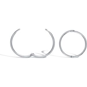 Jewelco London Solid 9ct White Gold Hinged Sleeper 1mm Hoop Earrings 13mm - JER6 Jewelco London Solid 9ct White Gold Hinged Sleeper 1mm Hoop Earrings 13mm - JER6