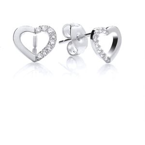 Jewelco London Ladies Rhodium Plated Sterling Silver CZ Semi Set Open Love Heart Jewelco London Ladies Rhodium Plated Sterling Silver CZ Semi Set Open Love Heart