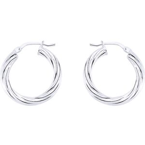 Jewelco London Ladies Sterling Silver Twisted Hoop Earrings 23mm 3mm - ER24 Jewelco London Ladies Sterling Silver Twisted Hoop Earrings 23mm 3mm - ER24