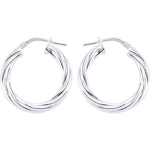 Jewelco London Ladies Sterling Silver Twisted Hoop Earrings 23mm 3mm - ER33 Jewelco London Ladies Sterling Silver Twisted Hoop Earrings 23mm 3mm - ER33