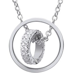 Jewelco London Ladies Sterling Silver Cubic Zirconia Halo Hoop Charm Necklace 15 Jewelco London Ladies Sterling Silver Cubic Zirconia Halo Hoop Charm Necklace 15